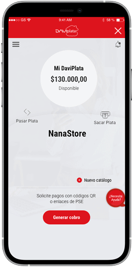 Pantalla del App DaviPlata Perfil Negocio