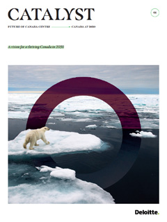 the cover of Catalyst showing a polar bear on an iceberg