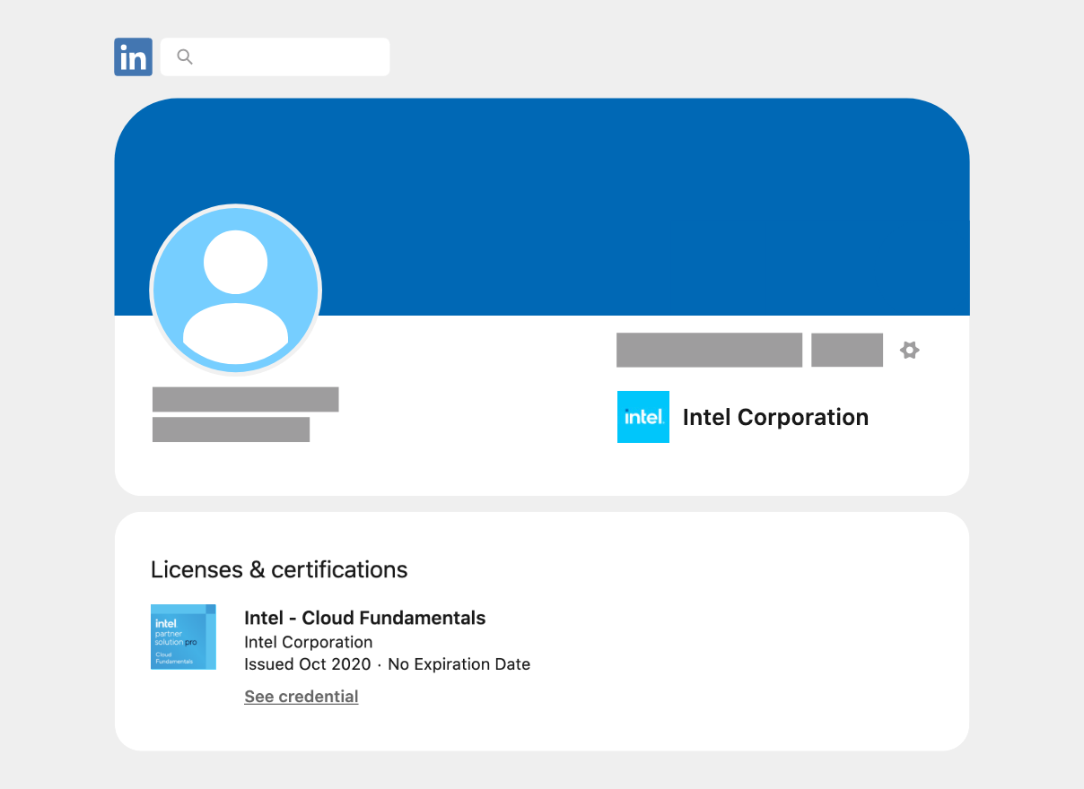 Example of certification on LinkedIn