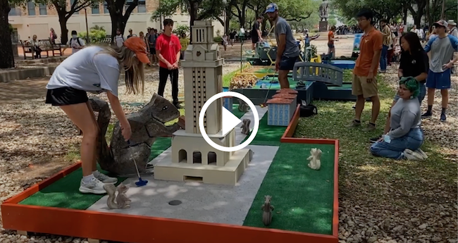 Video of students playing mini golf course